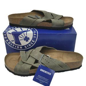 Birkenstock Lugano Oiled Leather Men's Sandal in Faded Khaki EU 46 / US 13 NEW